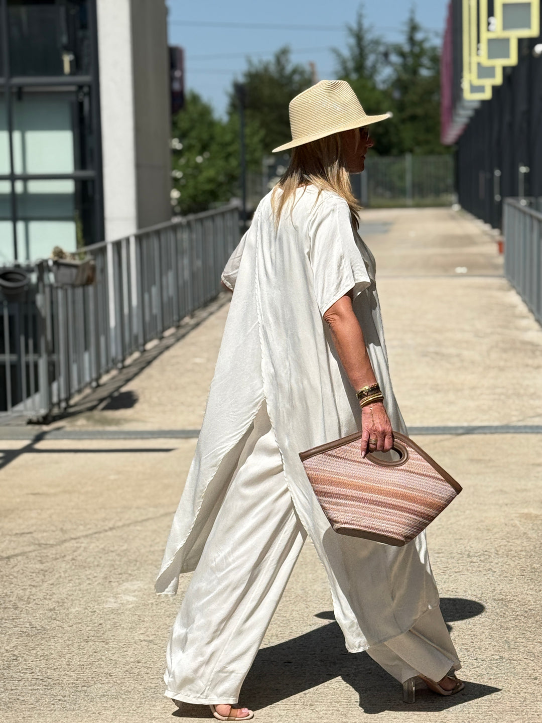 Ensemble tunique croisée + pantalon ECRU