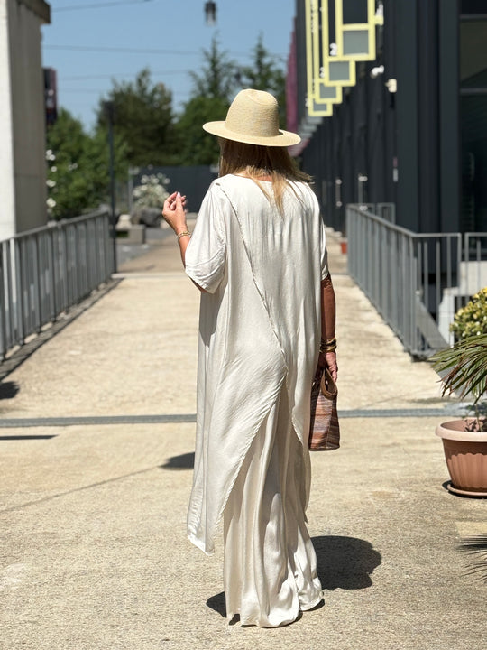 Ensemble tunique croisée + pantalon ECRU