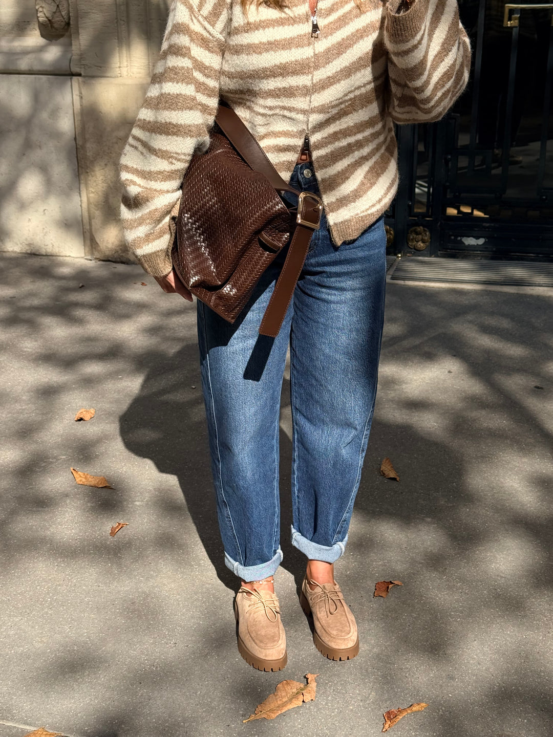 Moccasin effet daim beige lacets