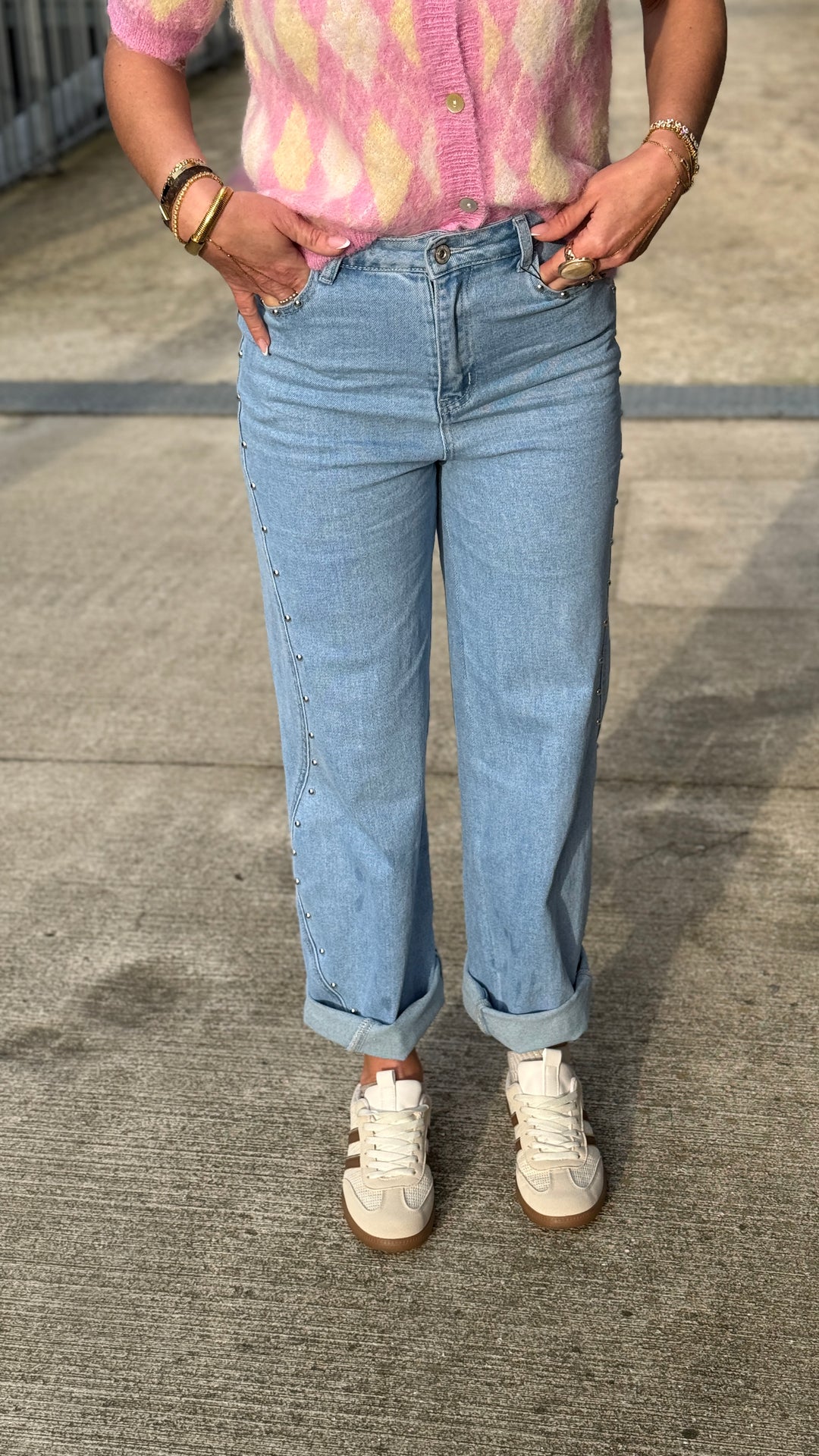Jean droite Cloutés Bleu ST9027-1 (taille peu petit )