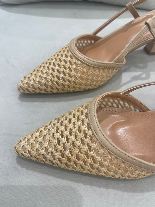 Sandales petit talons tressée beige 5513