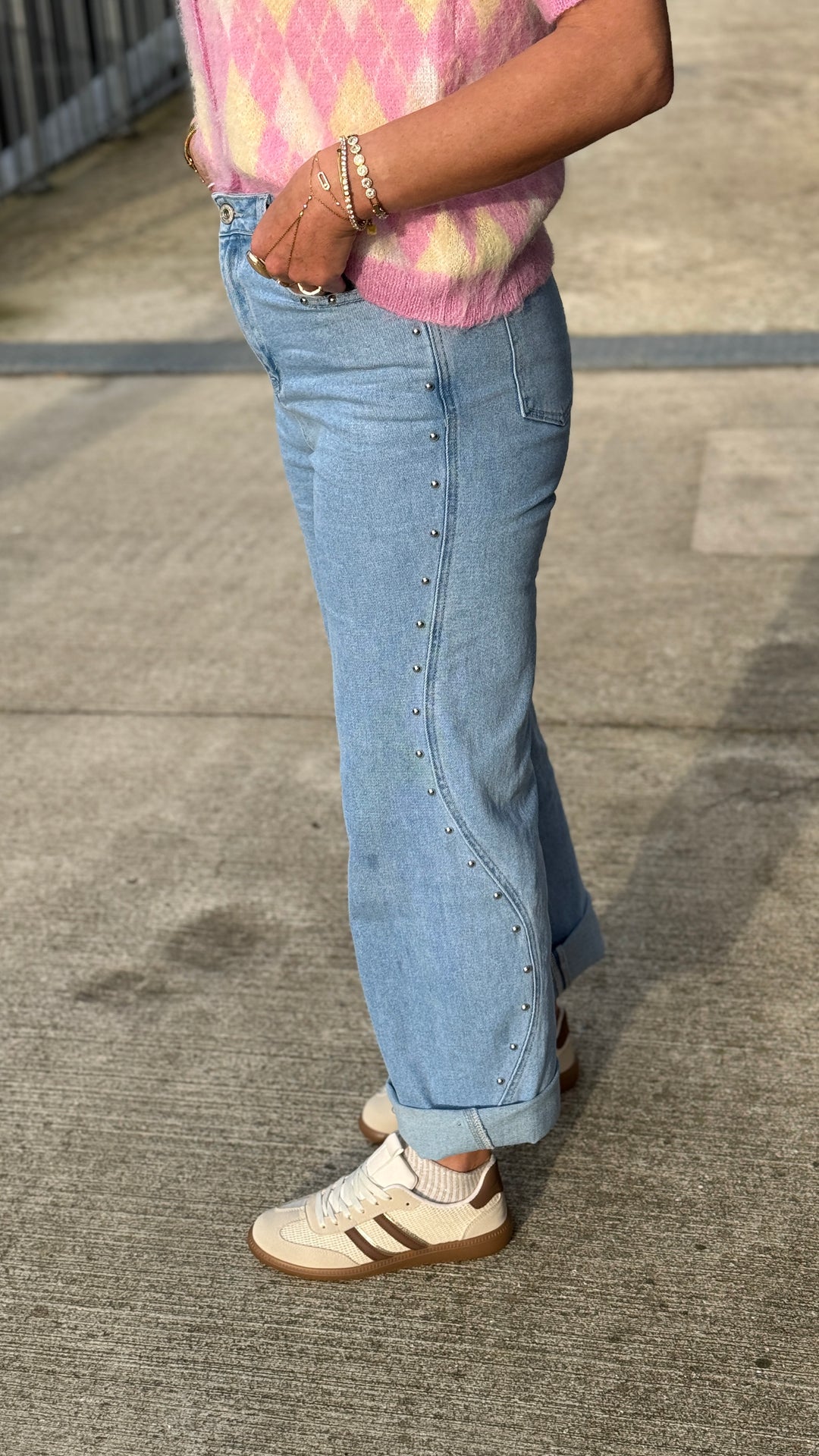Jean droite Cloutés Bleu ST9027-1 (taille peu petit )