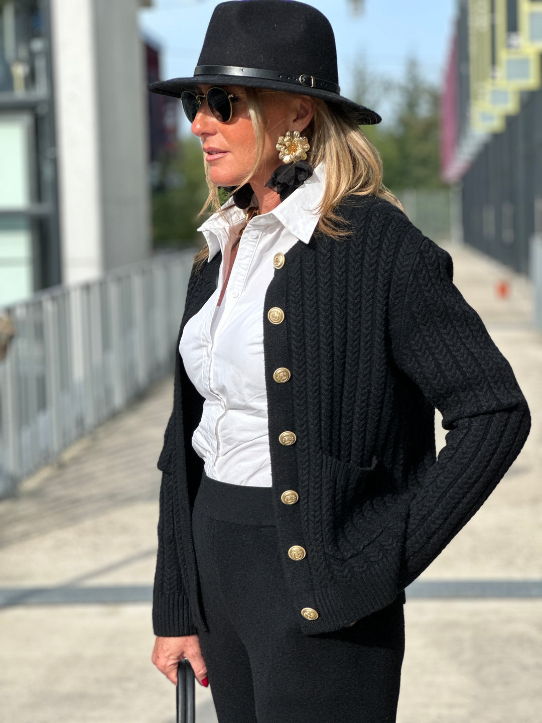 Gilet boutons maille tressé 8960
