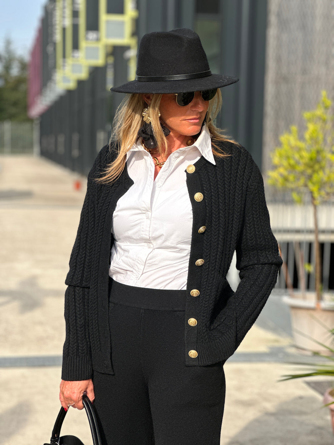 Gilet boutons maille tressé 8960