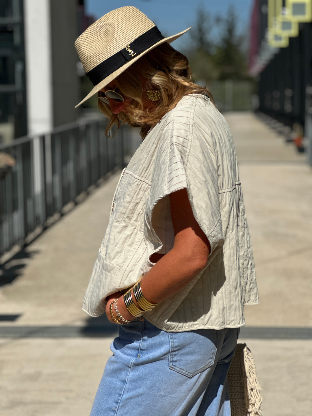 Gilet matelassé sans manches beige 5064