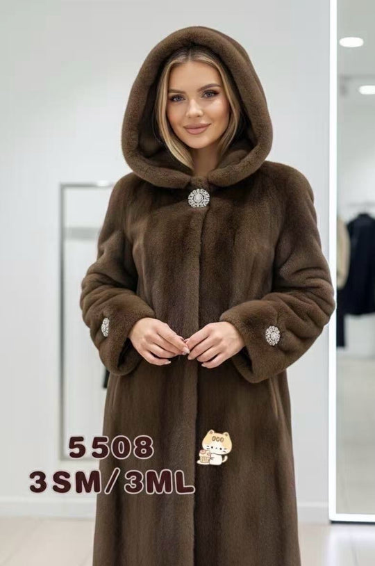 Manteau long fourrures bijoux 5508