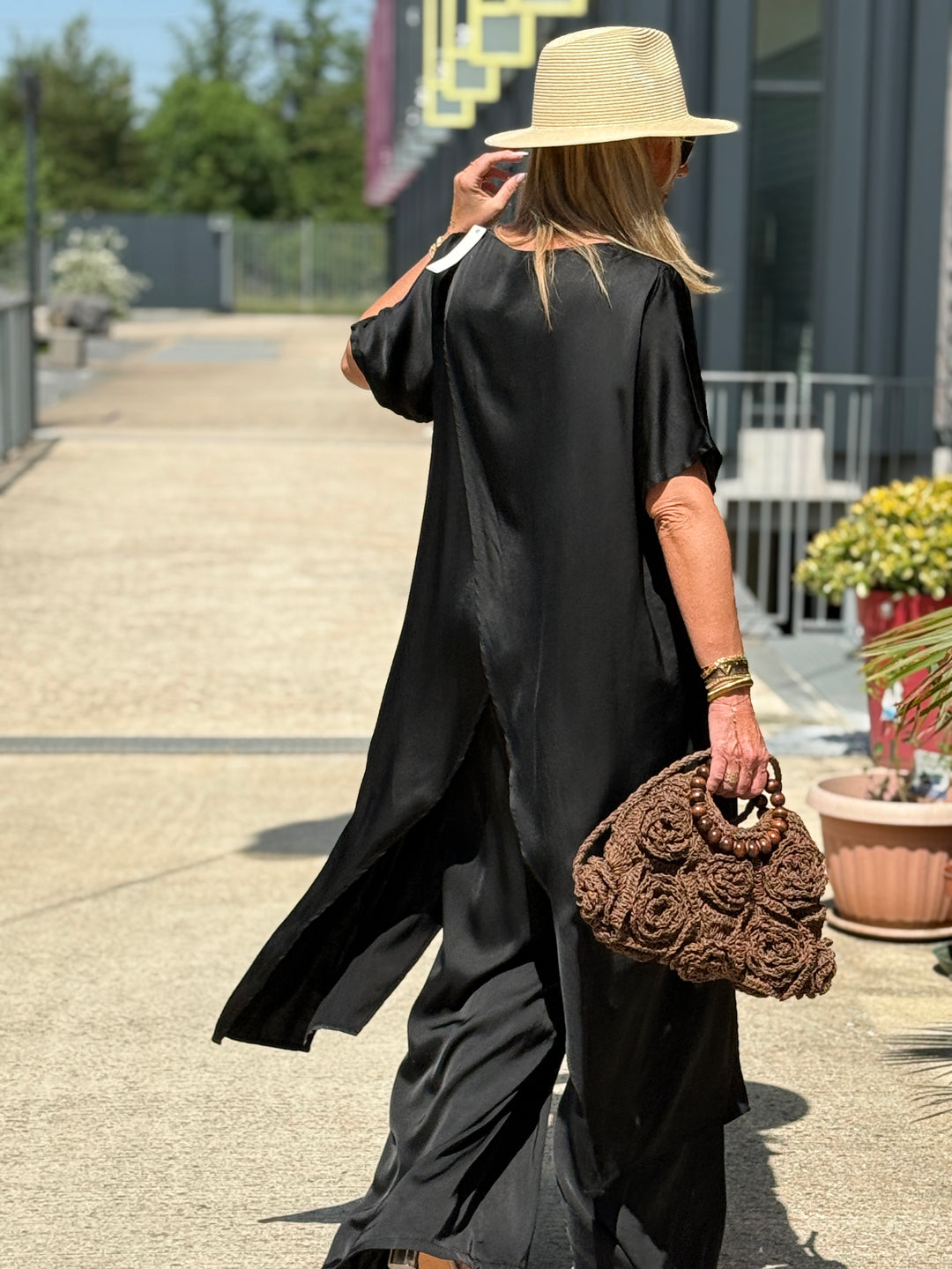 Ensemble tunique croisée + pantalon NOIR