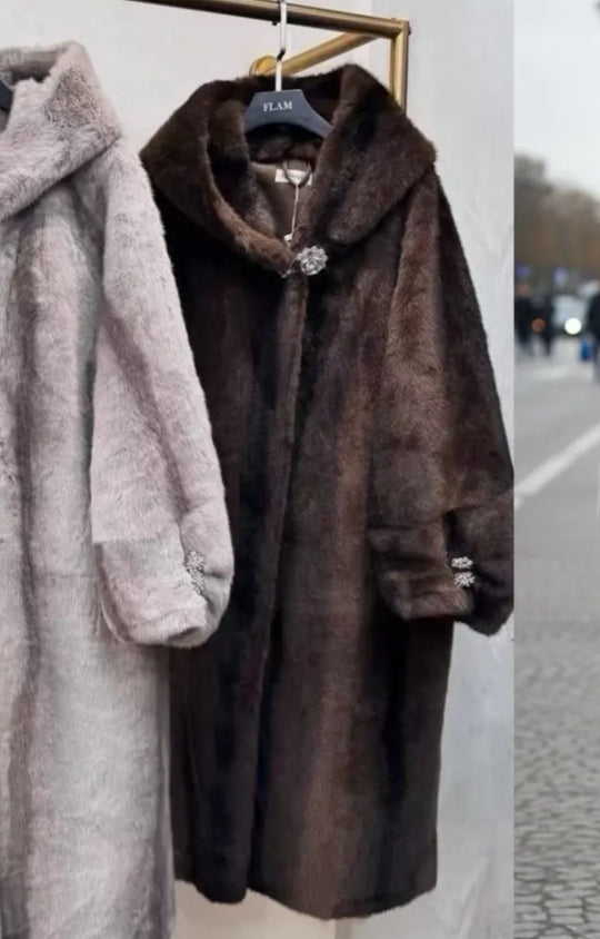 Manteau long fourrures bijoux 5508