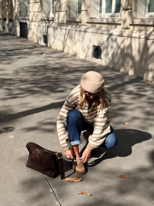 Gilet zèbre camel/beige B2033