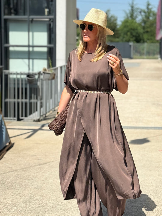 Ensemble tunique croisée + pantalon CHOCO