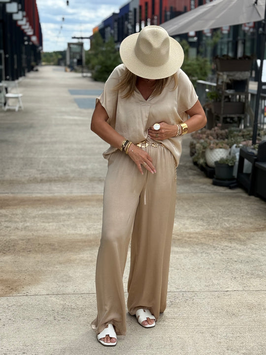 Ensemble satin soie Beige