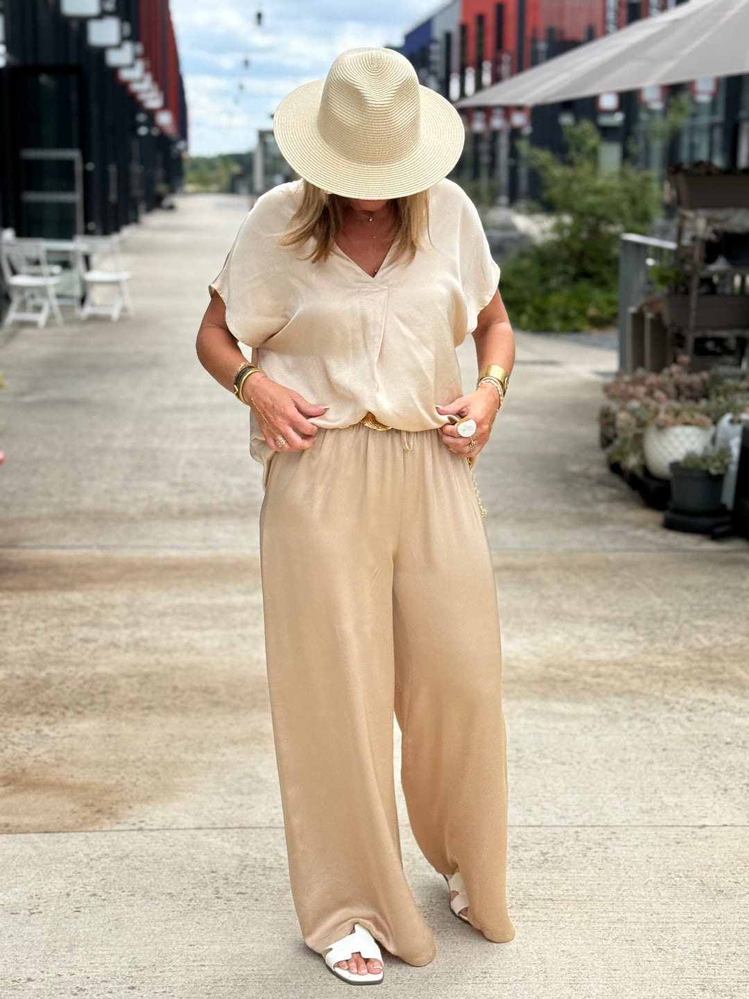 Ensemble satin soie Beige