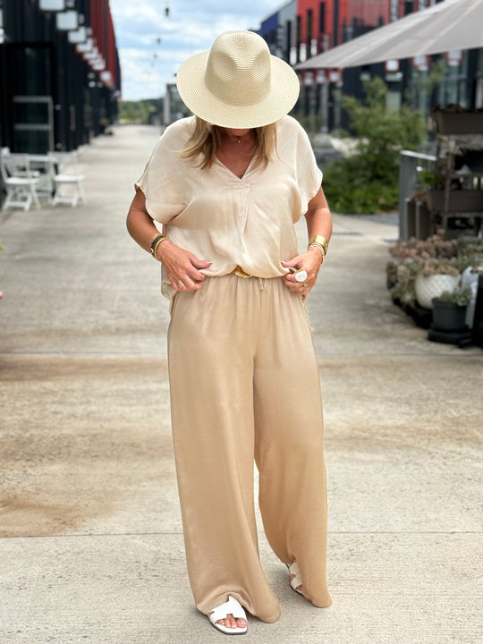 Ensemble satin soie Beige