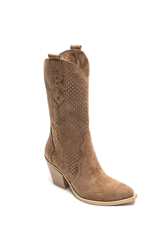 Santiags Bottine daim Camel 7650A