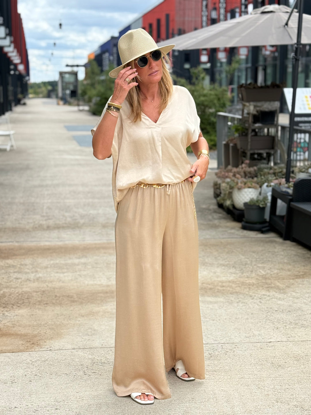 Ensemble satin soie Beige