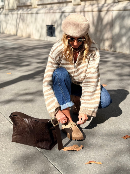Gilet zèbre camel/beige B2033