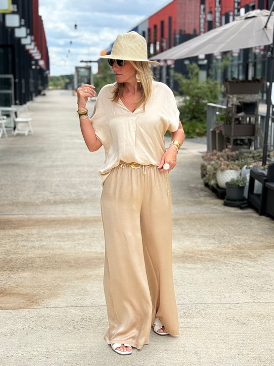 Ensemble satin soie Beige