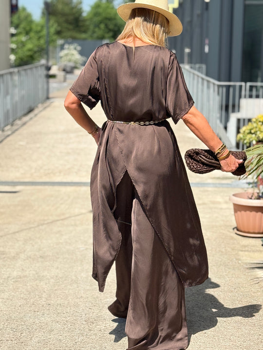 Ensemble tunique croisée + pantalon CHOCO