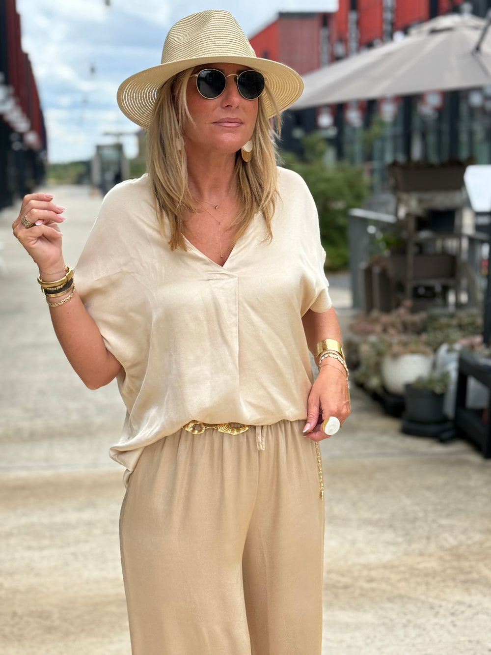 Ensemble satin soie Beige