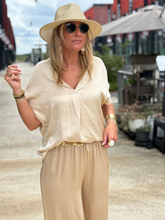 Ensemble satin soie Beige
