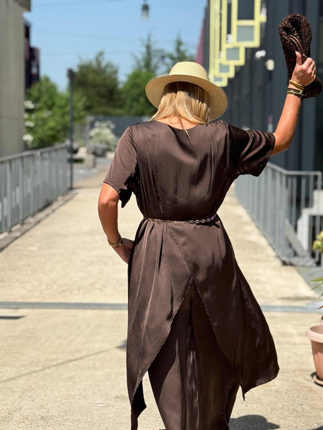 Ensemble tunique croisée + pantalon CHOCO
