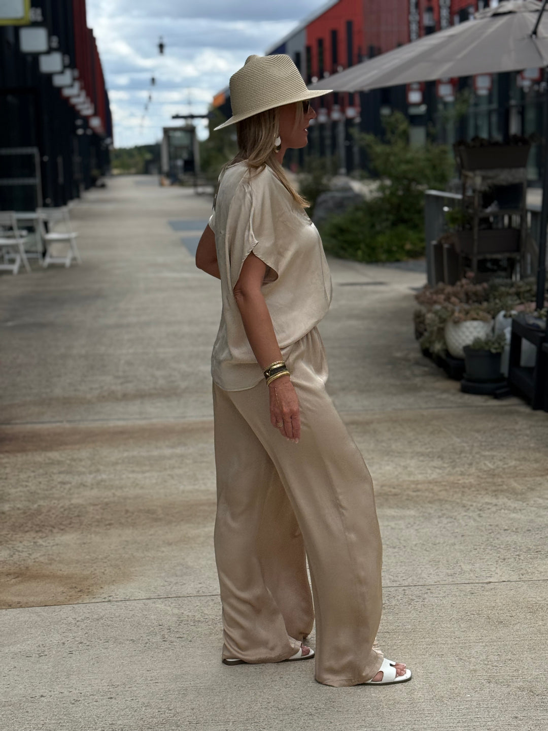 Ensemble satin soie Beige