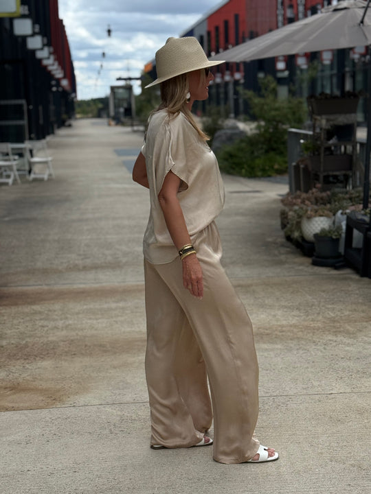 Ensemble satin soie Beige
