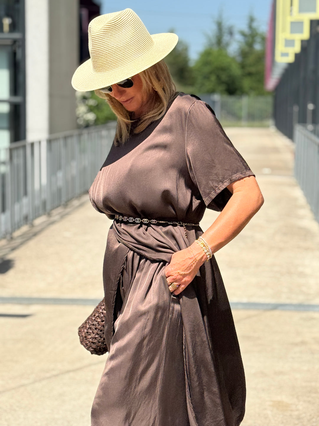 Ensemble tunique croisée + pantalon CHOCO