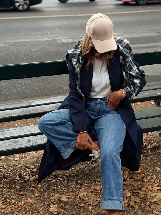 Manteau blazer long cintré 7054 Bleu marine