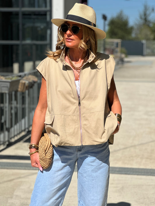Bomber manches courtes beige 1085