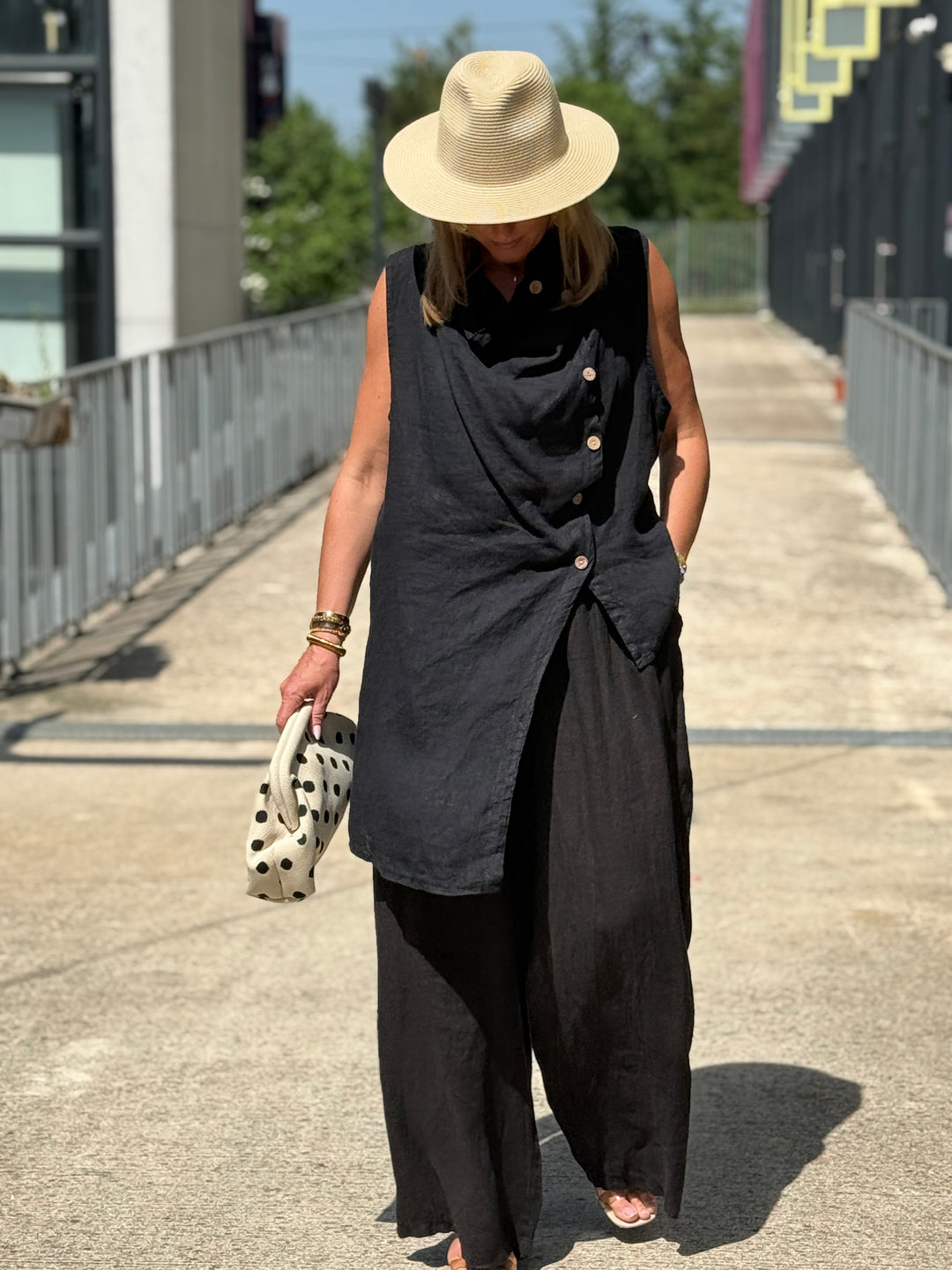 Pantalon lin maxi oversize