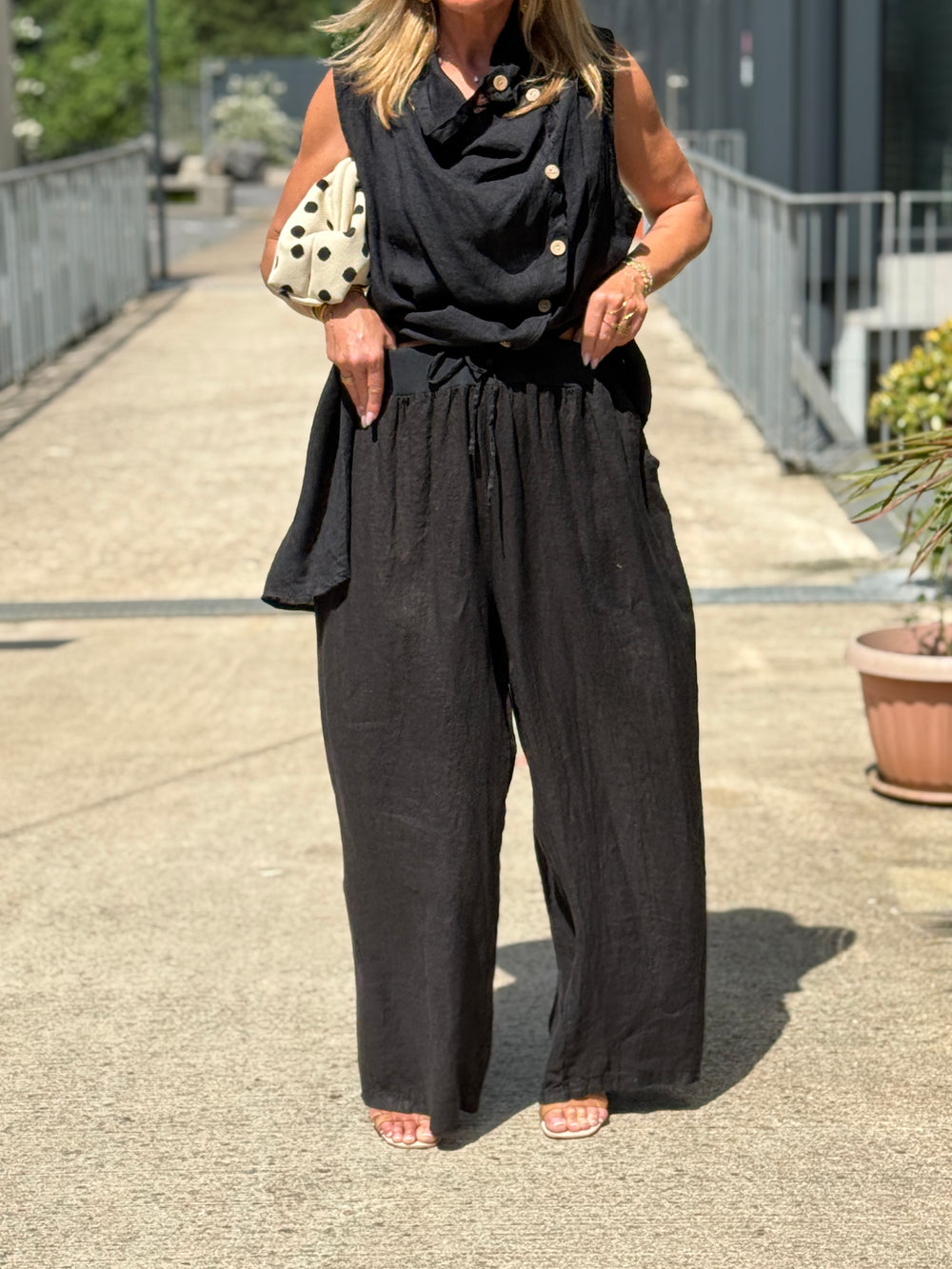 Pantalon lin maxi oversize