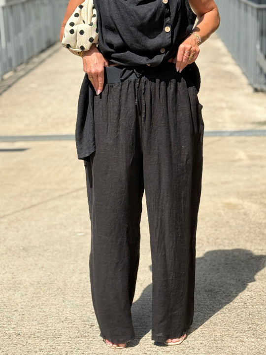Pantalon lin maxi oversize