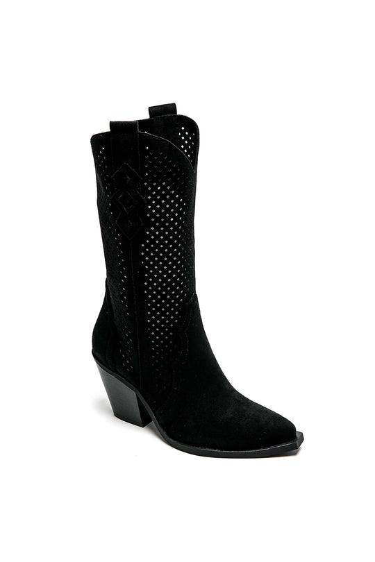 Santiags Bottine daim noir 7650A