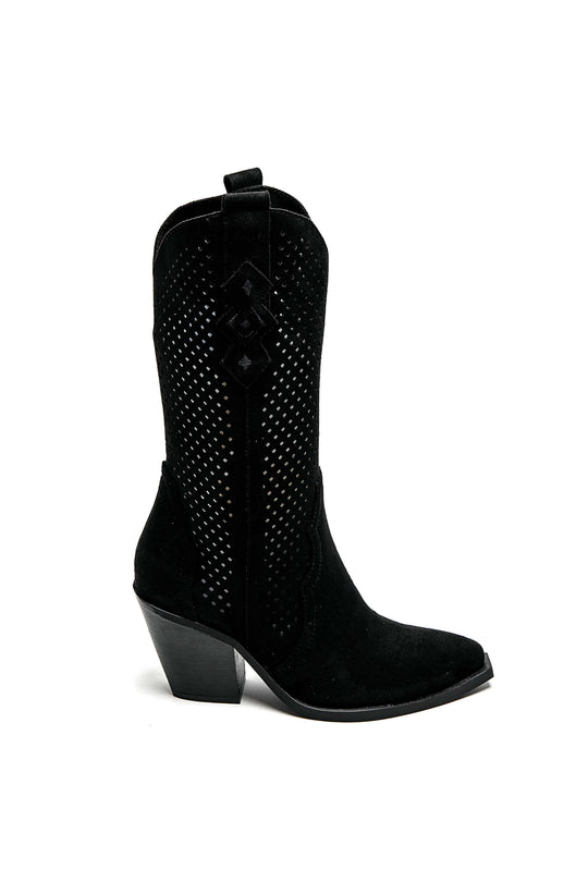Santiags Bottine daim noir 7650A