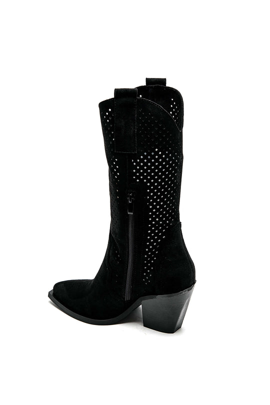 Santiags Bottine daim noir 7650A