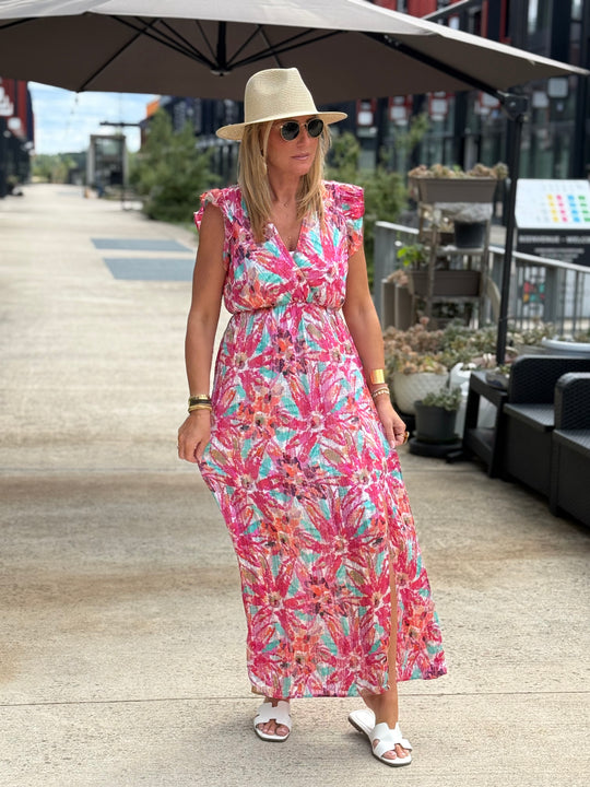 Robe lurex fleuri