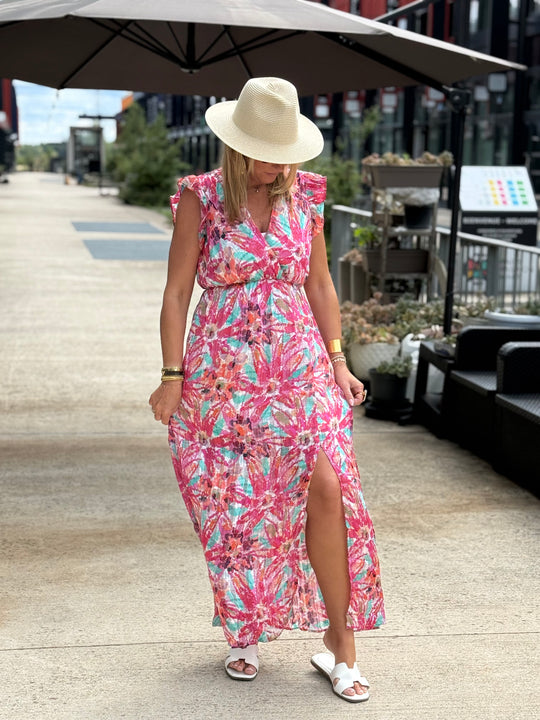 Robe lurex fleuri