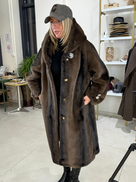 Manteau long fourrures bijoux 5508