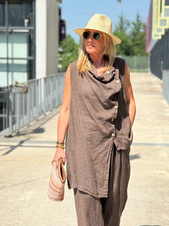 Pantalon lin maxi oversize