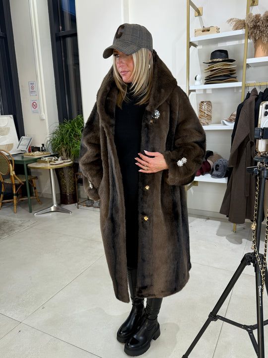 Manteau long fourrures bijoux 5508