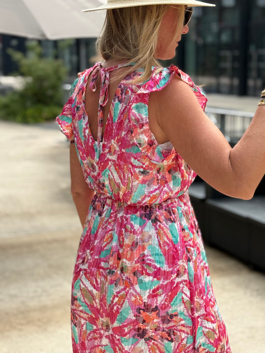 Robe lurex fleuri