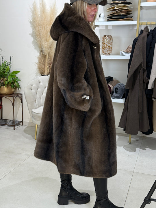 Manteau long fourrures bijoux 5508