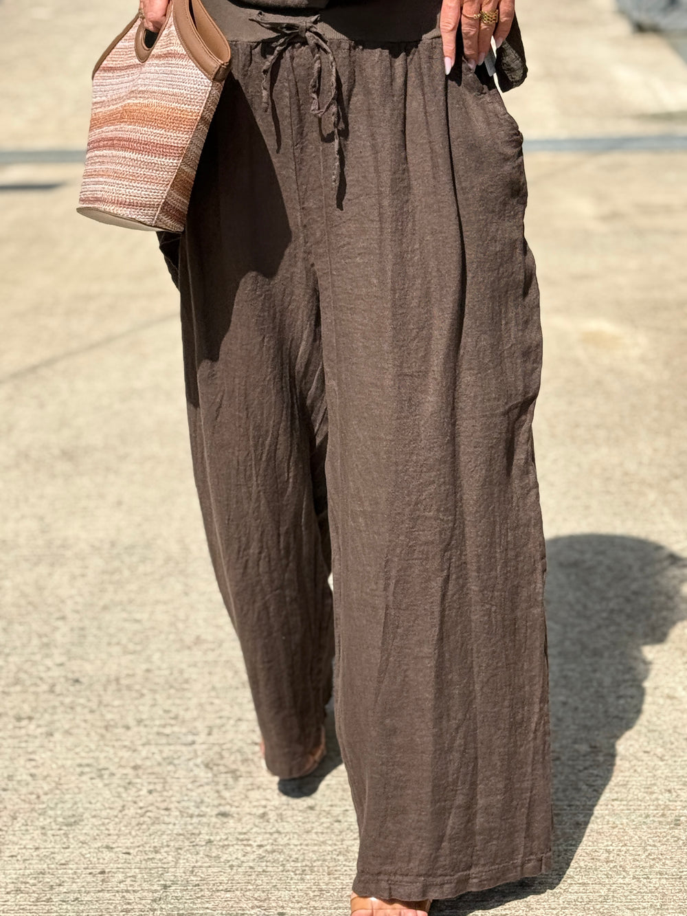 Pantalon lin maxi oversize