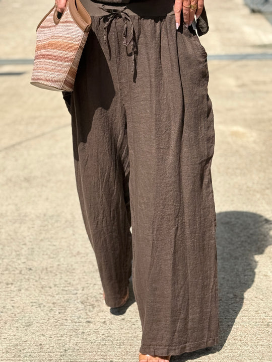 Pantalon lin maxi oversize