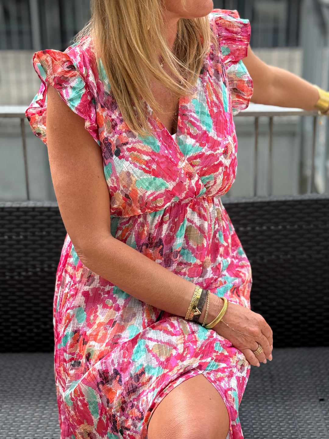 Robe lurex fleuri