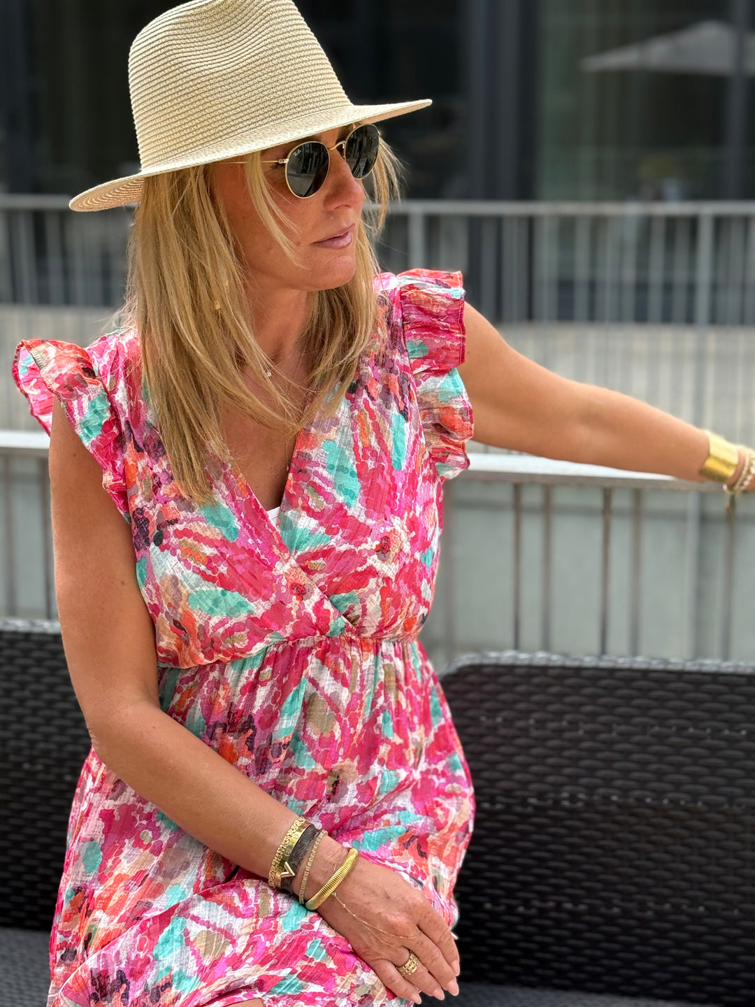 Robe lurex fleuri