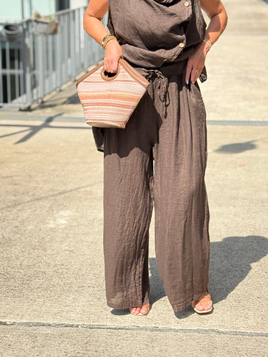 Pantalon lin maxi oversize