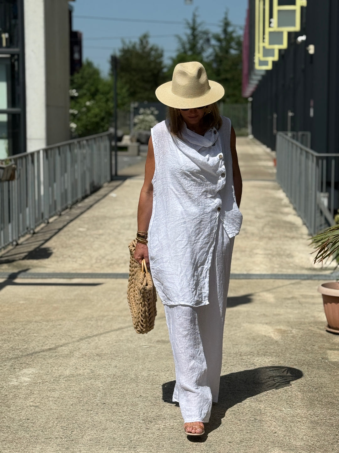 Pantalon lin maxi oversize