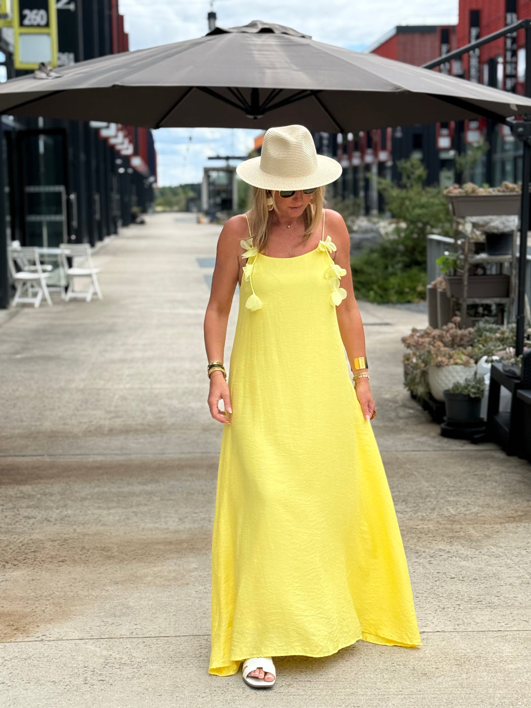 Robe longue Fleurs Jaune 13671